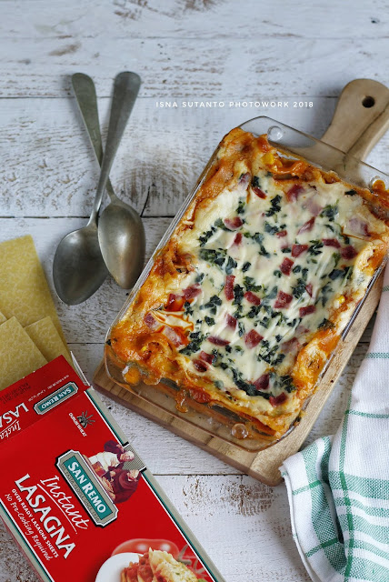 LASAGNA SMOKEDBEEF BAYAM DAN APPLE RIGATONI PASTRY PIE MENGGUNAKAN SAN REMO PASTA